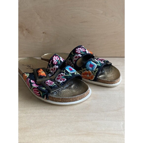 Free People Embroidered Gold Slides Sandals Women’s 39 8 - Picture 2 of 16